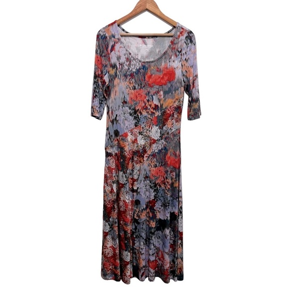 Soft Surroundings Nanette Floral Dress Jersey Knit Scoop Neck Maxi Size Small - Picture 1 of 6
